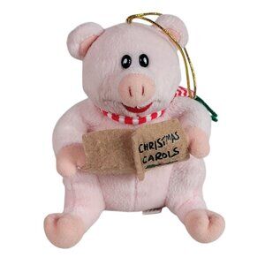 Kurt S Adler Pig Plush Christmas Ornament Holiday Christmas Carol Scarf No Sound
